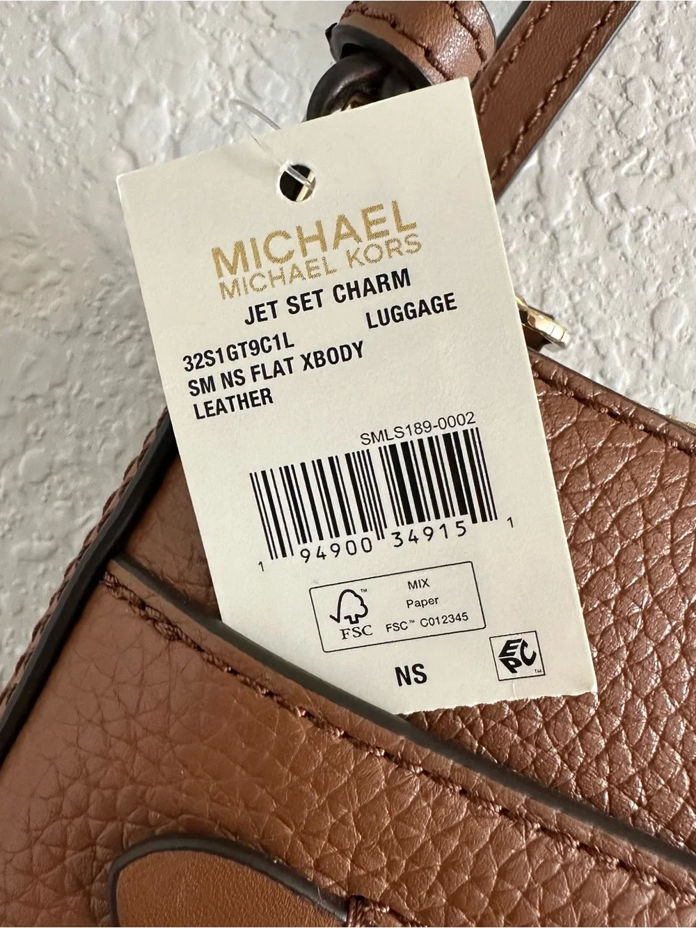 Michael Kors Cognac Pebbled Leather Crossbody Bag with Gold Hardware